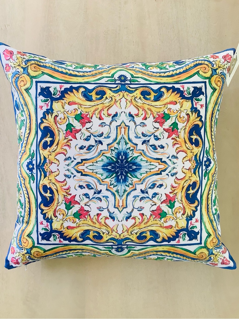 Italian Tile Print Throw Pillow